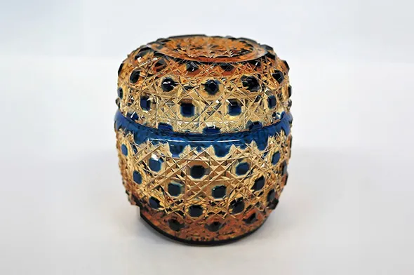 江戸切子 琥珀瑠璃 切子棗