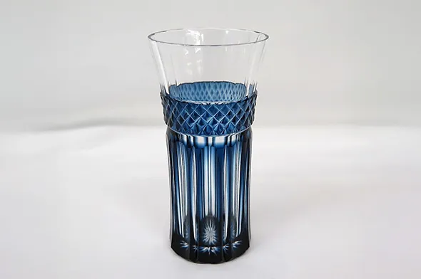 島津 薩摩切子 麦酒器（藍）