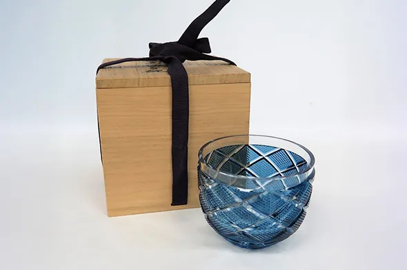 高橋太久美作 藍色切子碗