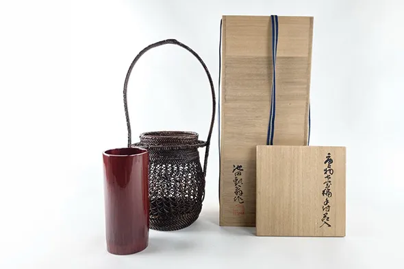 池田瓢翁 唐物七宝編手付花入