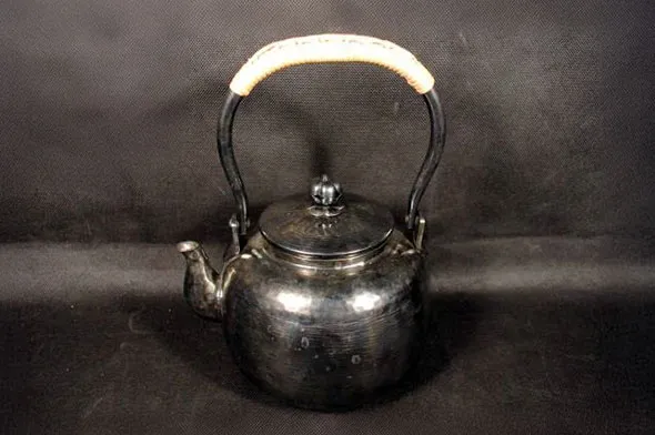 秀峯堂 銀瓶湯沸 燻銀仕上