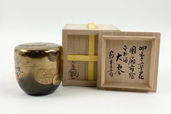 荒井正春 団扇蒔絵大棗 四季草花