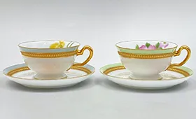 大倉陶園 前田一馬デザイン リミテッドエディション エンボス カップ&ソーサー2客