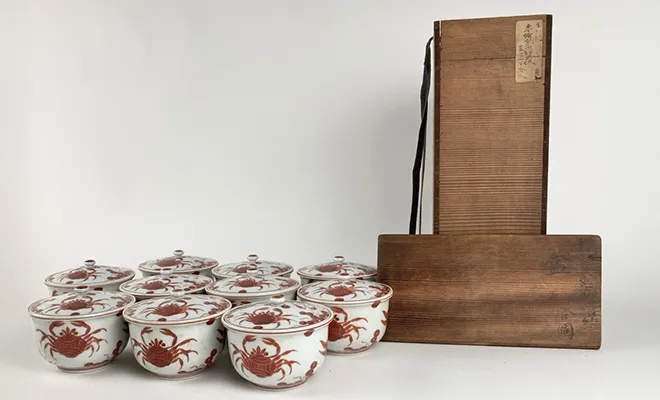 澤村陶哉 赤絵蓋付茶碗 10客セット