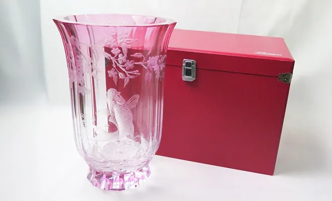 モーゼル 鯉と桜 フラワーベース