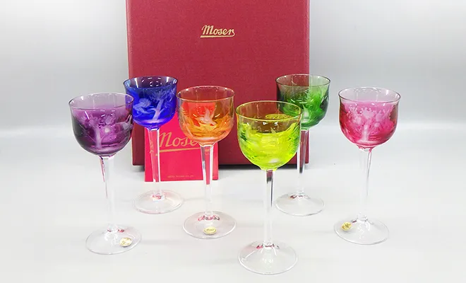 モーゼル バード 色被せ ワイングラス 6客