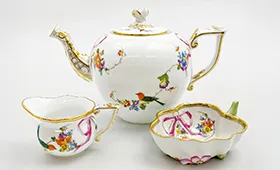 ヘレンド 地中海の庭 (JM) ティーポット/オープンシュガー/クリーマー ペインターサイン入 計3点