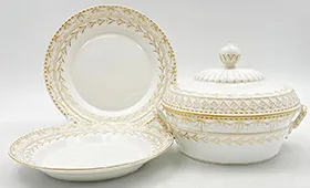 KPMベルリン クアランド ホワイト 金彩 プレート/スープチューリン 計3点