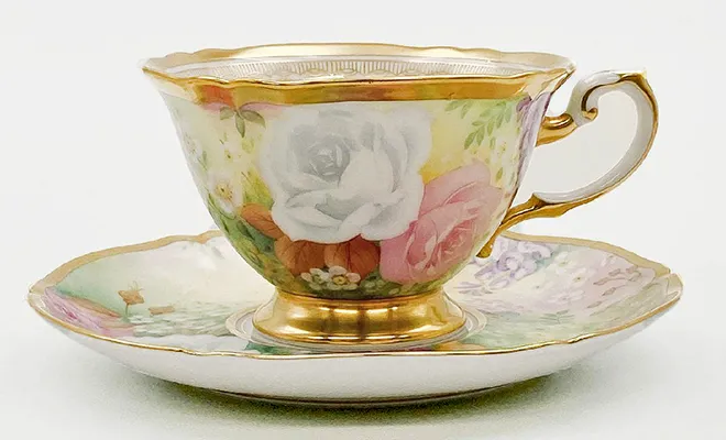 大倉陶園 The Okura 花園 金彩 手書き カップ&ソーサー