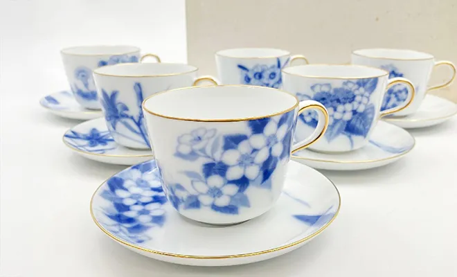 大倉陶園 前田一馬デザイン 御用邸の花 カップ&ソーサー 6客