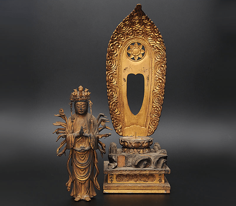 骨董美仏教 美術品 仏像 舟型 阿弥陀如来 立像 骨董品 古美術品 - 金属工芸