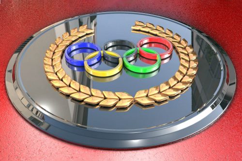 五輪マークと月桂樹がデザインされたオリンピックのイメージ