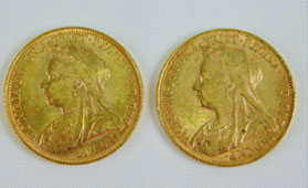 イギリス 1893年 ヴィクトリア女王 ヴェールヘッド オールドヘッド ソブリン金貨
