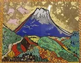 片岡球子の直筆サイン入りリトグラフ「富士」