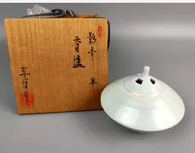 深見陶治 影青「翠」香炉