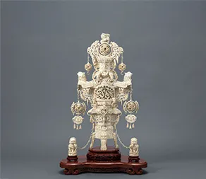 象牙透彫天球大香炉 大清乾隆