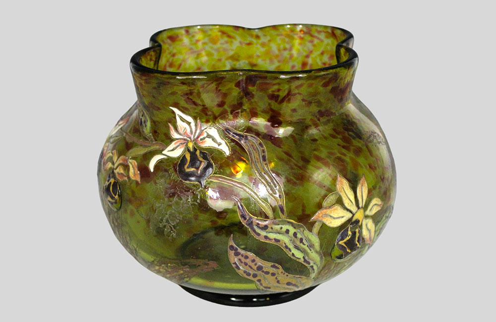 ガレ 蘭レセダ花瓶 (1)