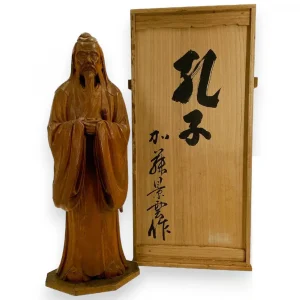 加藤景雲　大正六年作 木彫孔子像