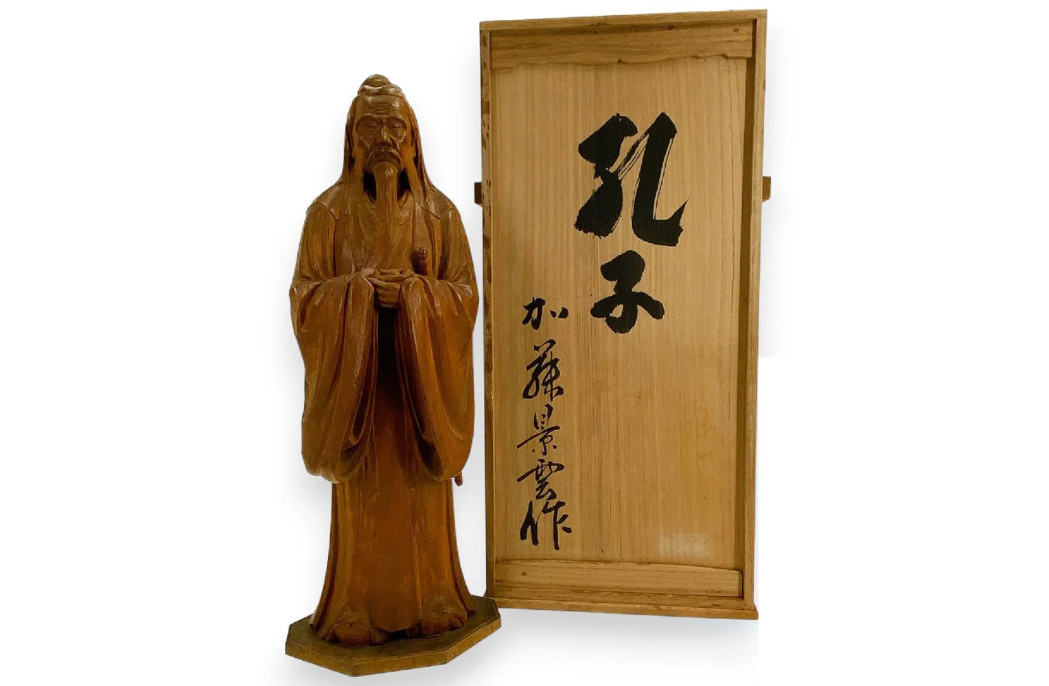 加藤景雲 大正六年作 木彫孔子像