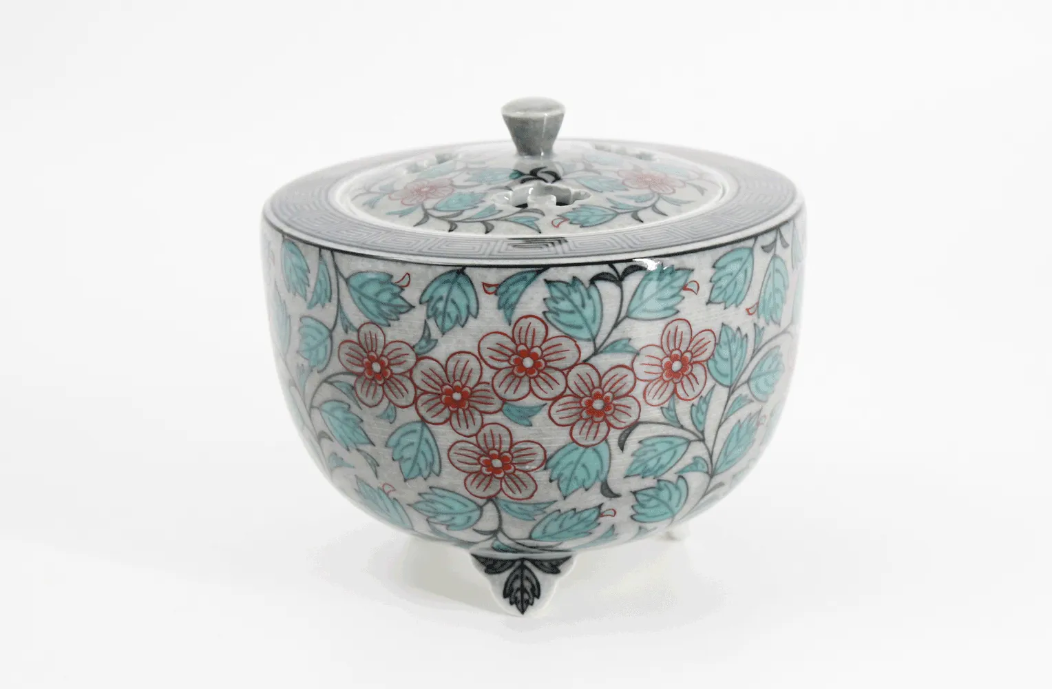 色絵薄墨錦葵文香炉